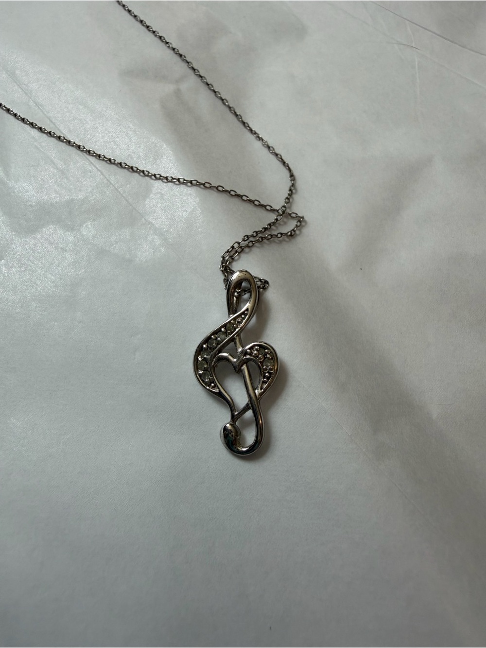 Sterling Silver Treble Clef Heart Pendant Necklace
